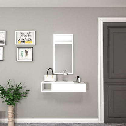 Vien Console Table Dresuar with Drawer, Mirror