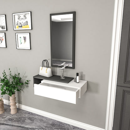 Vien Console Table Dresuar with Drawer, Mirror