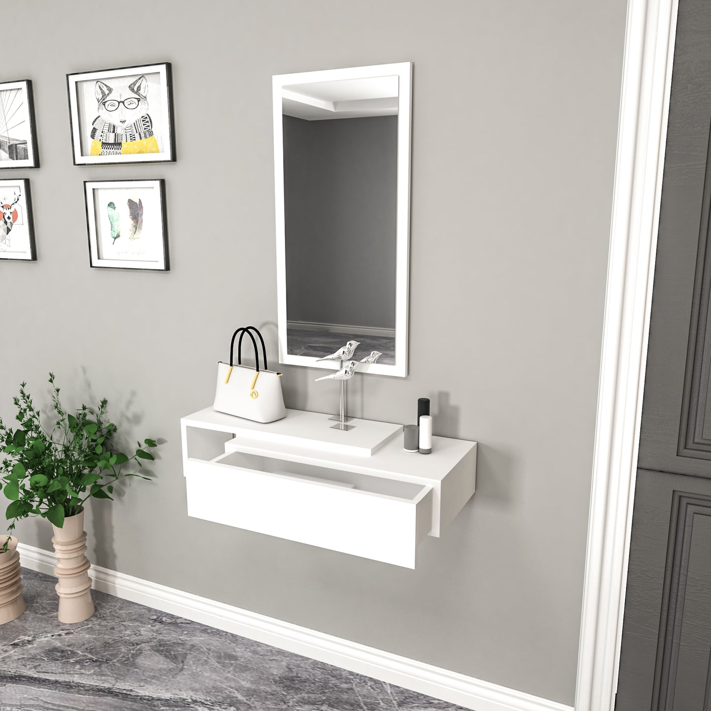 Consola Dresuar con cajón y espejo Maria 