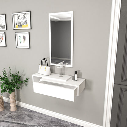 Vien Console Table Dresuar with Drawer, Mirror