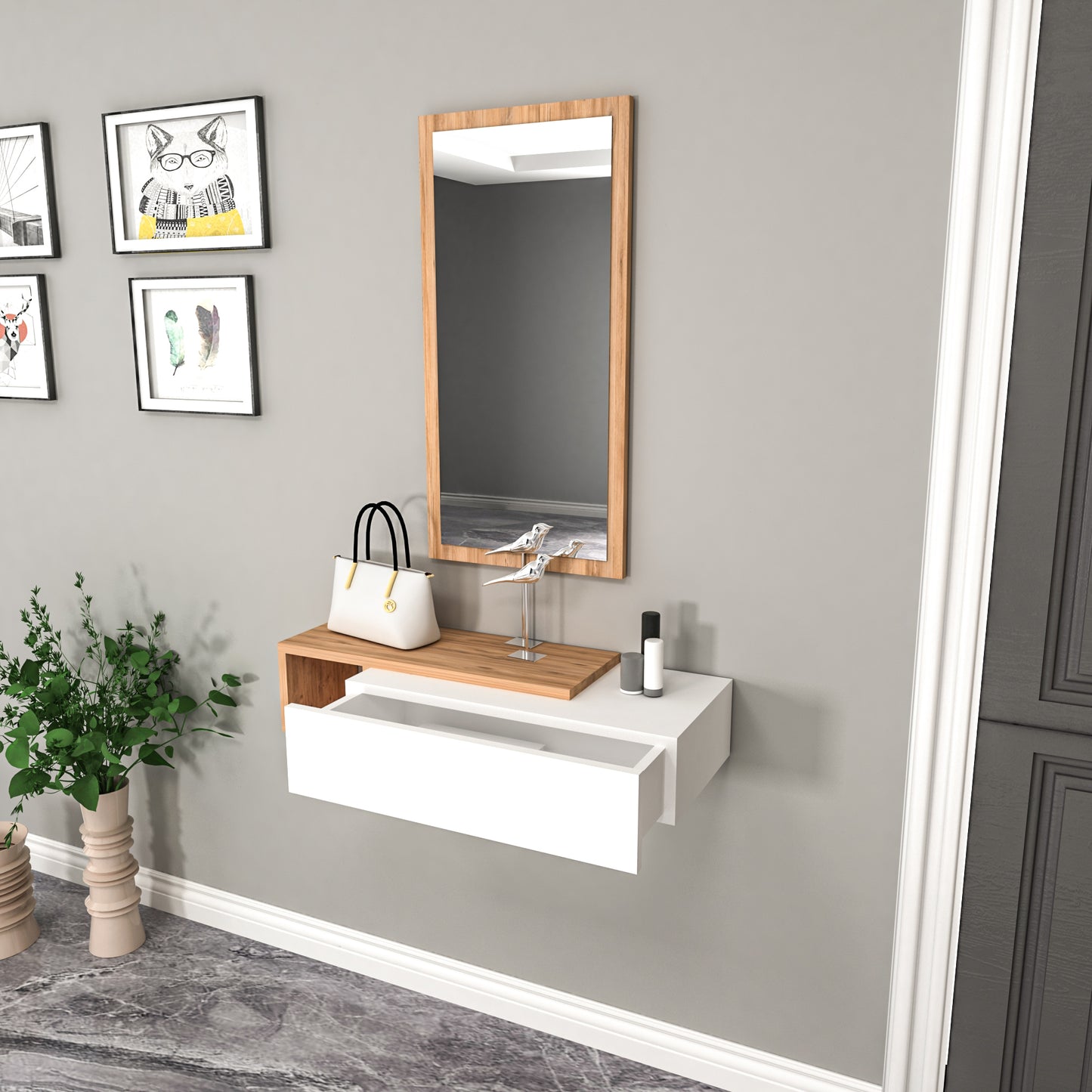 Consola Dresuar con cajón y espejo Maria 