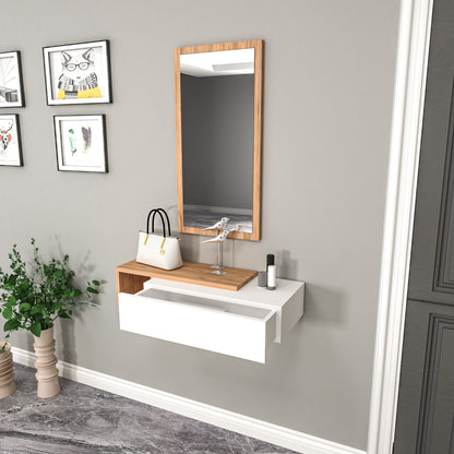 Vien Console Table Dresuar with Drawer, Mirror