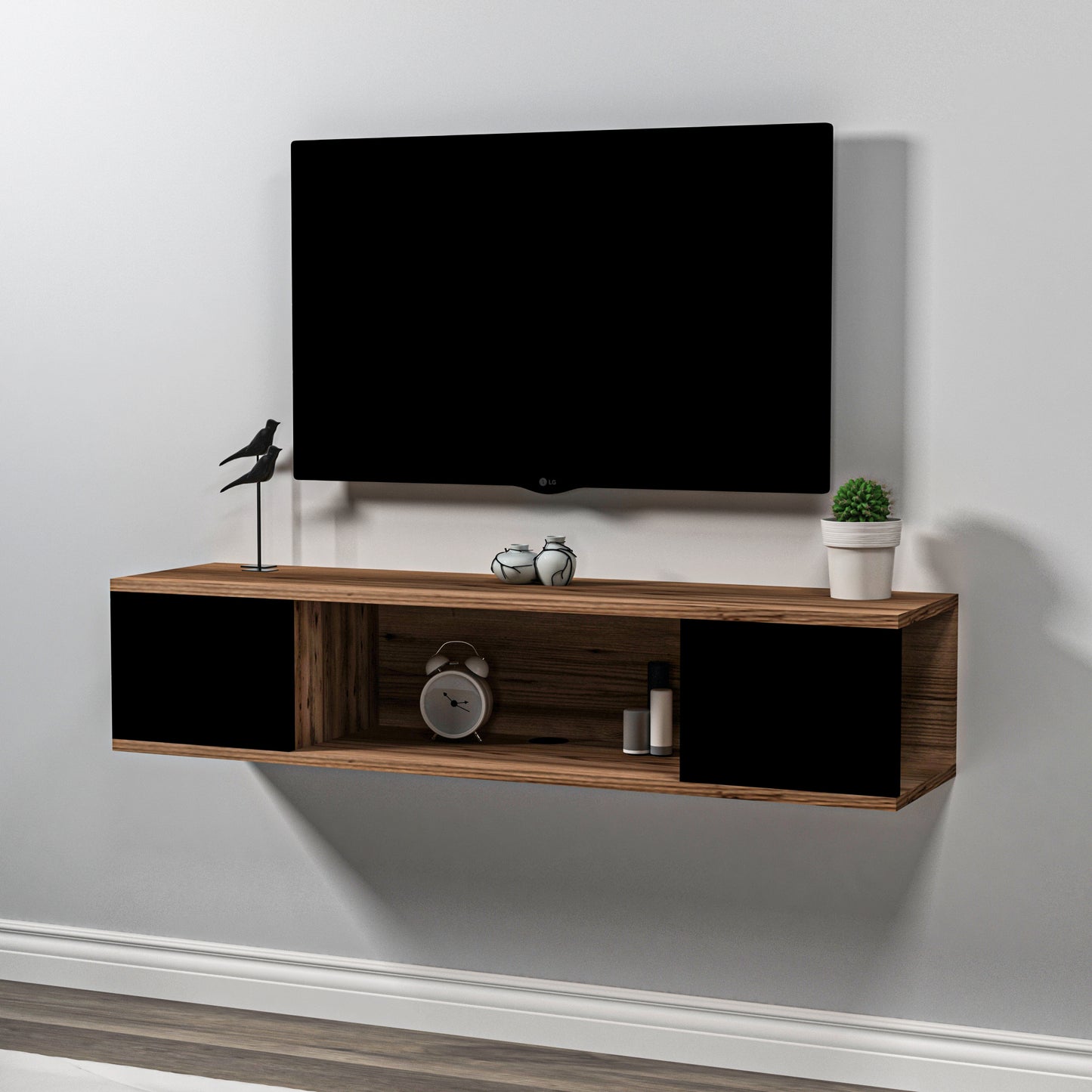 Alfie Floating TV Stand with Shelves