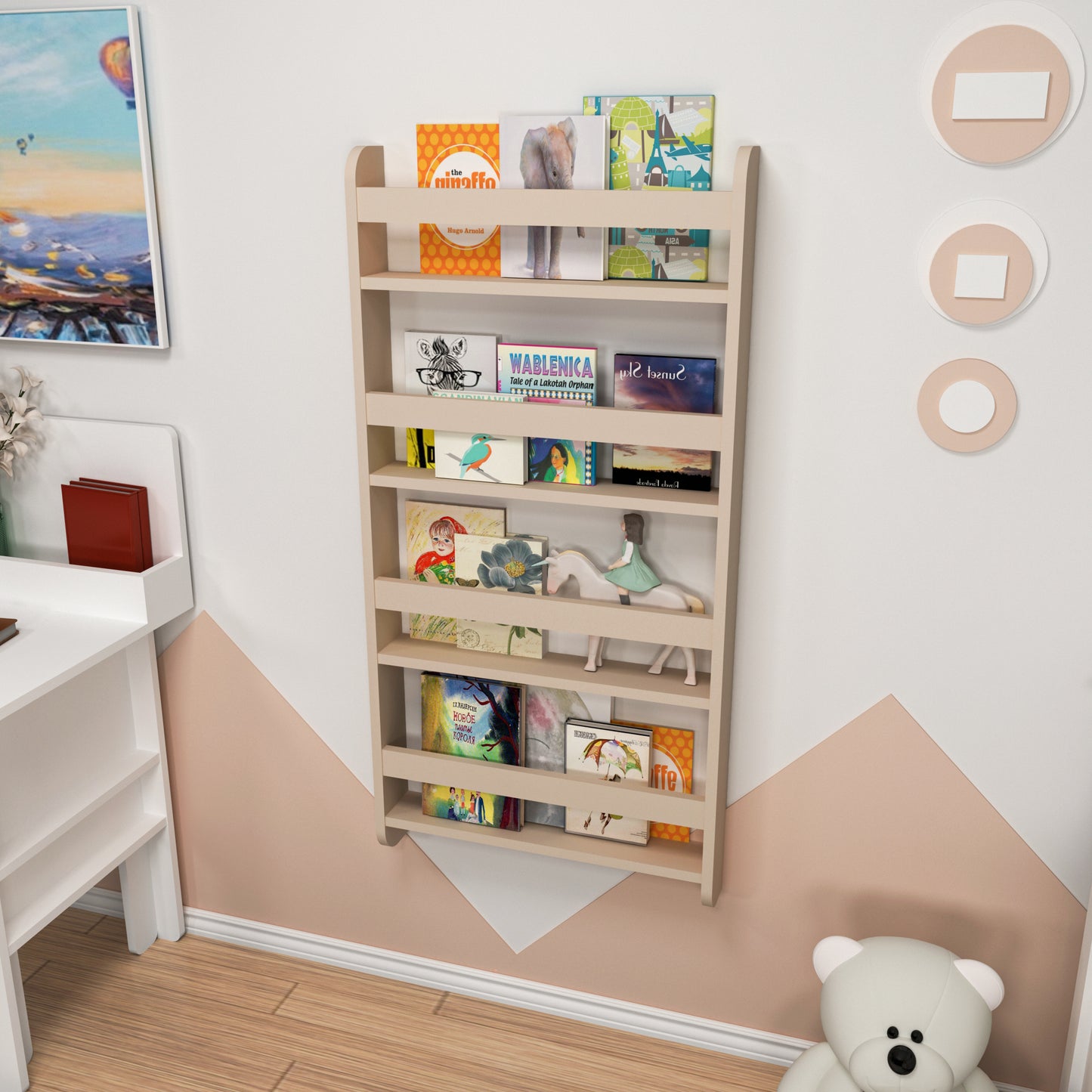 Alecto 4 Tier Montessori Kids Bookshelf Shelving Unit