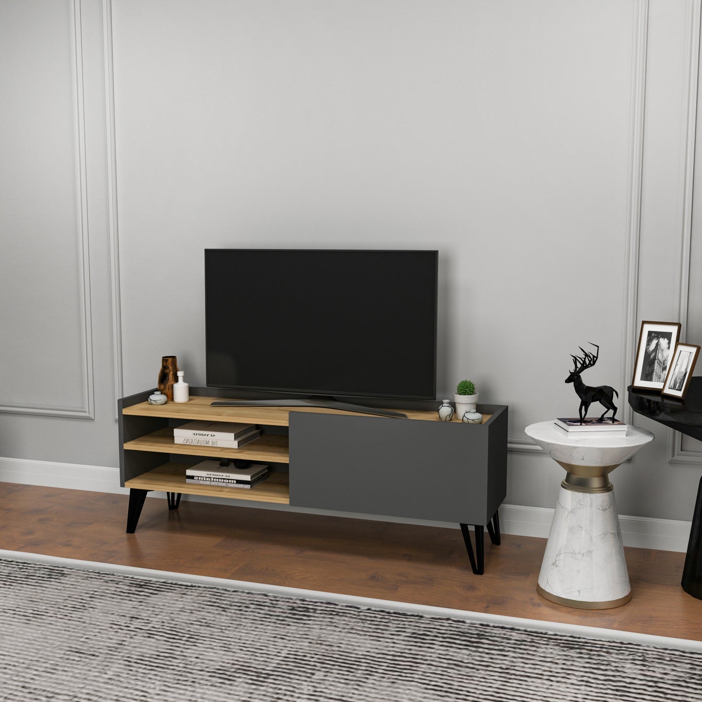 Cavera TV Stand with Cabinet and Shelves