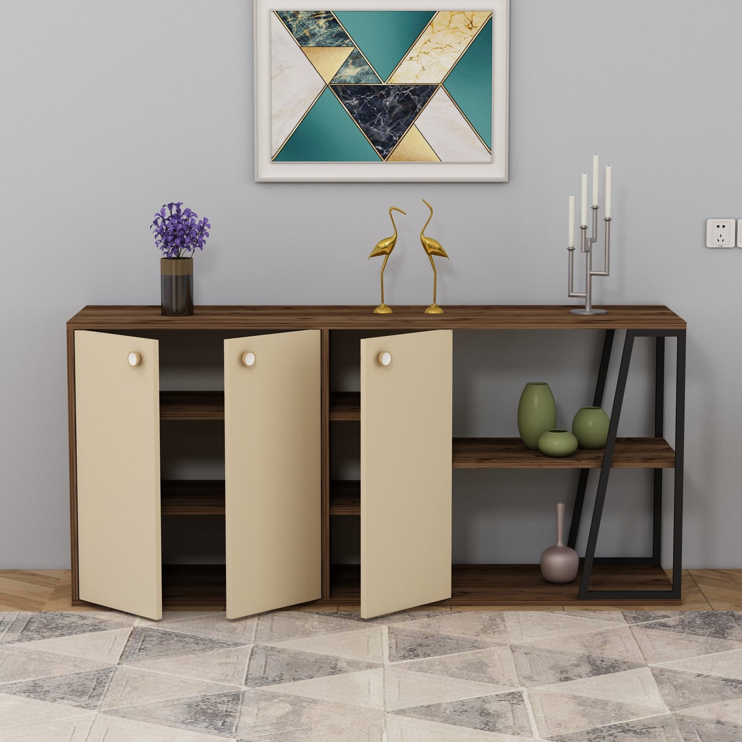 Avena Sideboard with Cabinets and Shelves