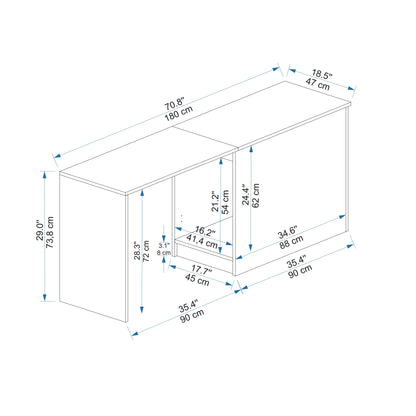 Akser 180 cm Wide Computer Desk with Cabinet