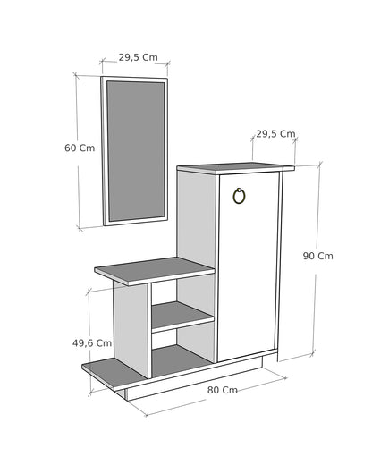 Asia Console Table Dresser with Cabinet, Shelves and Mirror