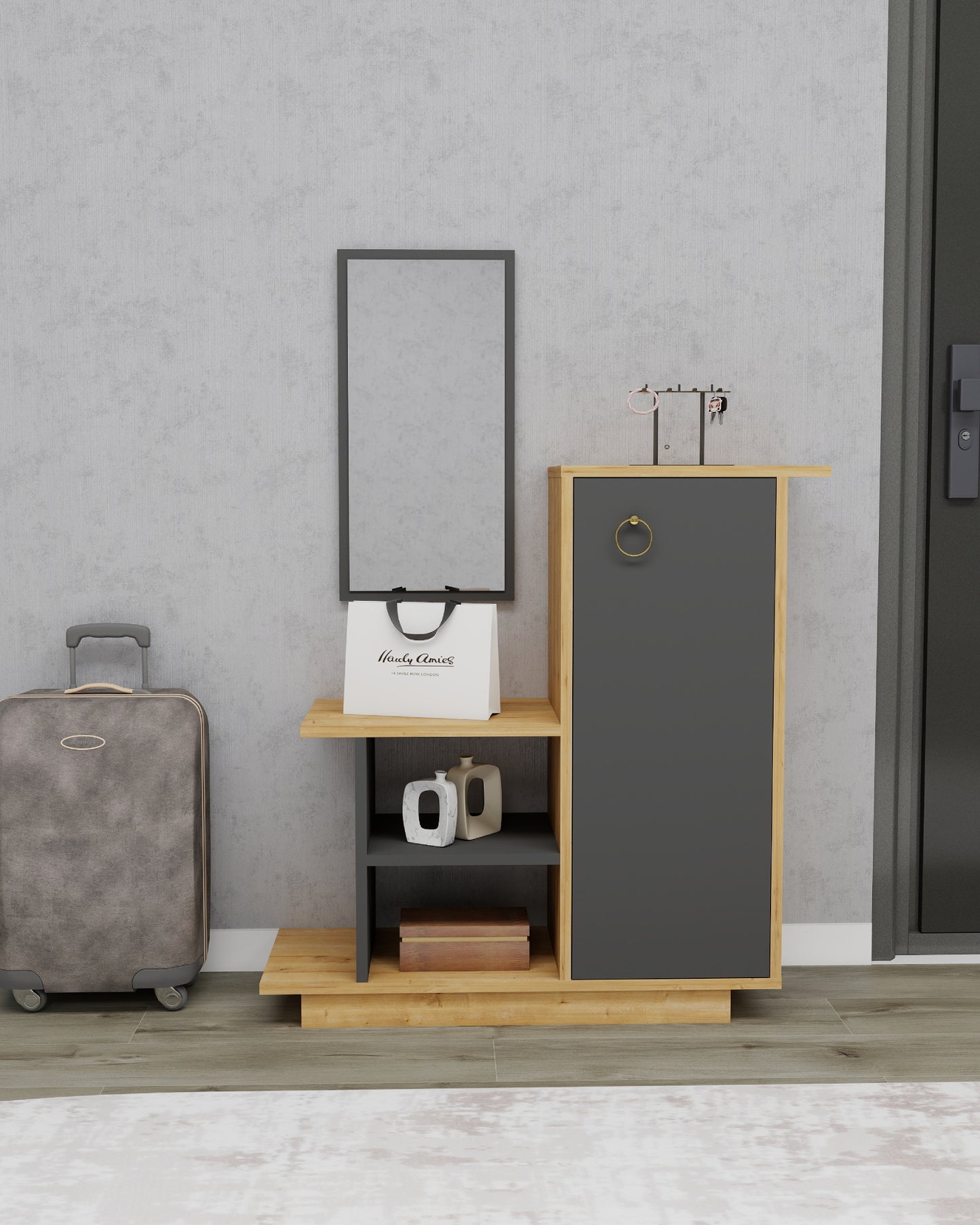 Consola Dresuar con mueble, estantes y espejo Albero