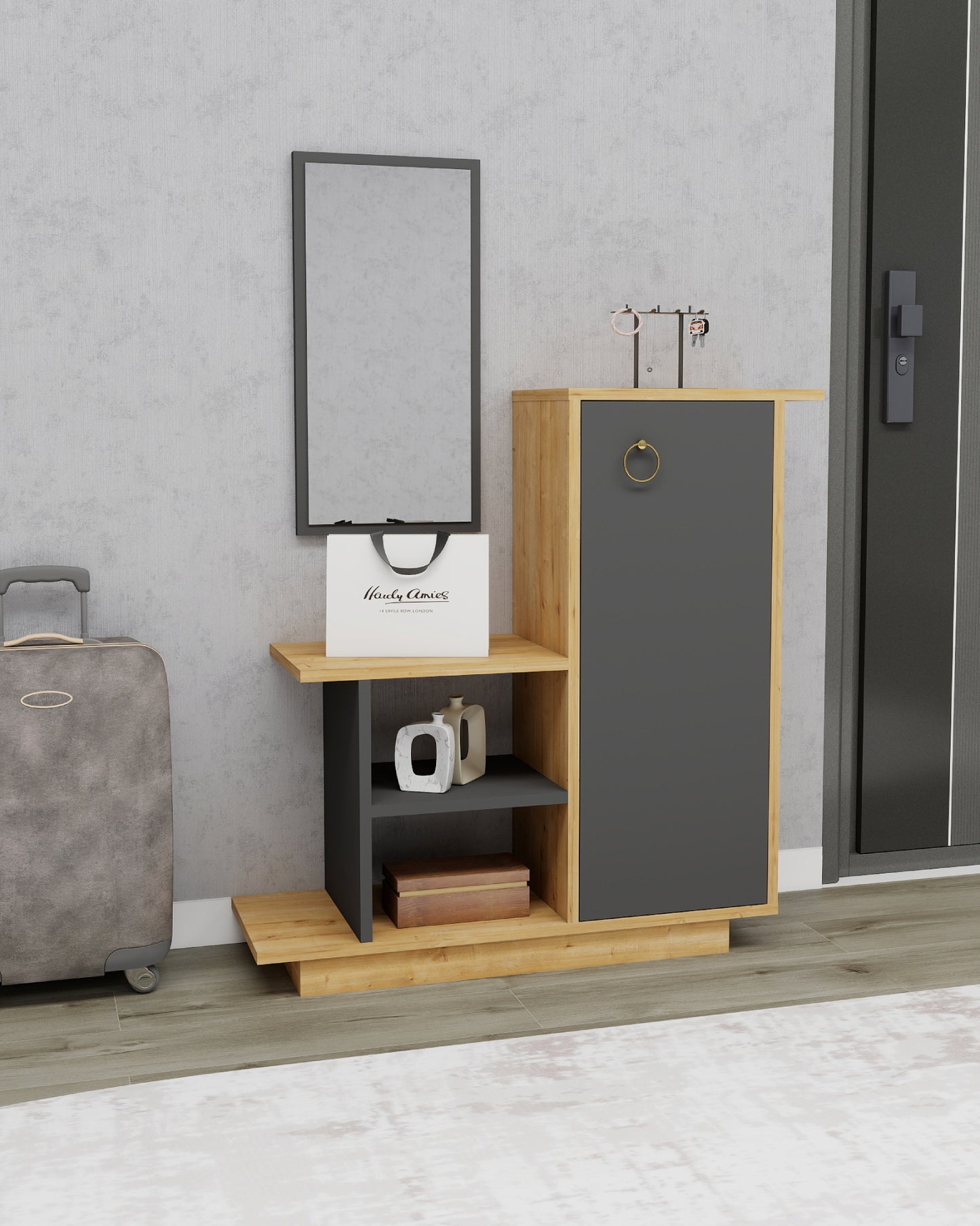 Consola Dresuar con mueble, estantes y espejo Albero