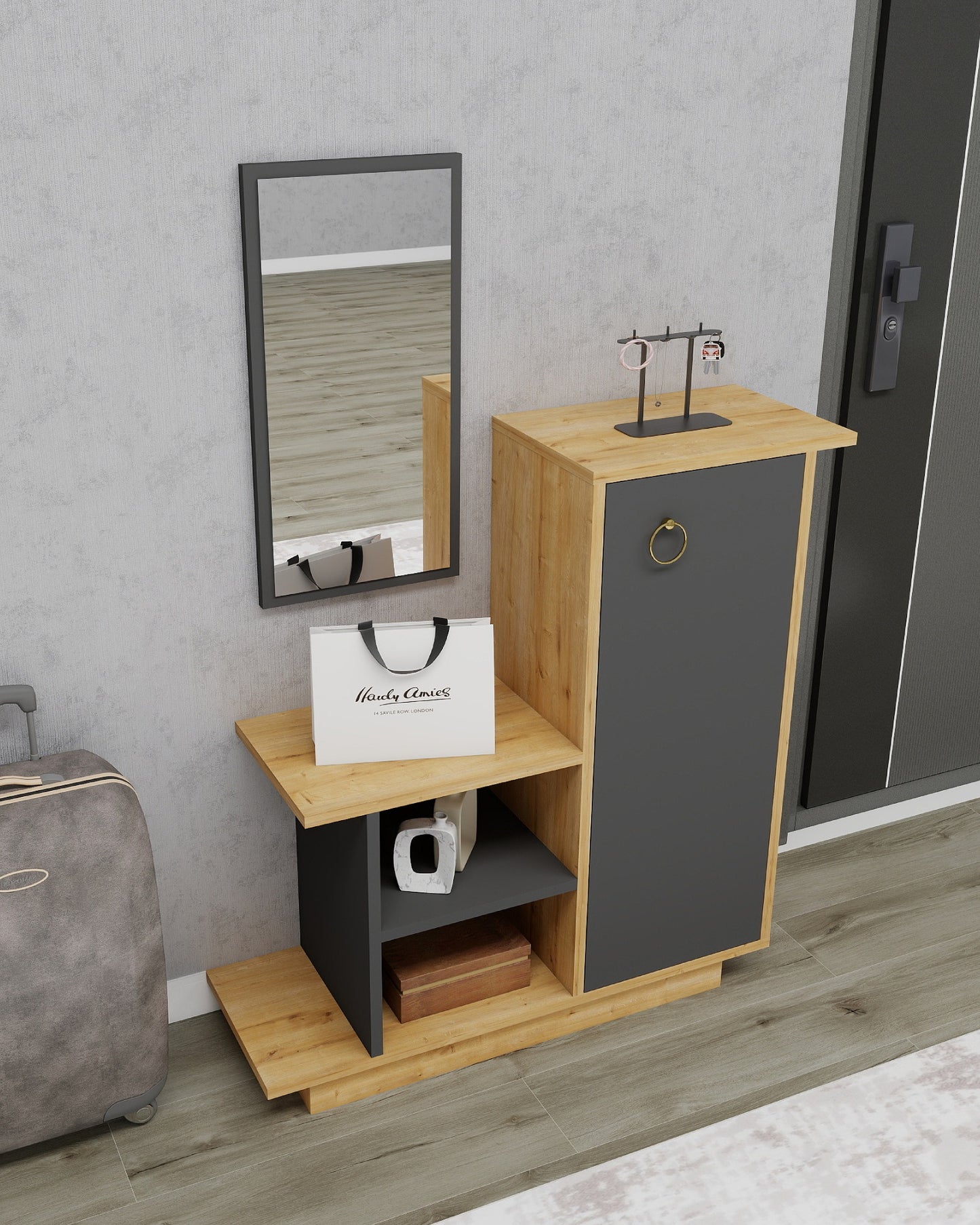 Consola Dresuar con mueble, estantes y espejo Albero