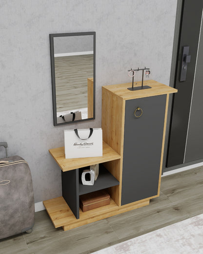 Asia Console Table Dresser with Cabinet, Shelves and Mirror