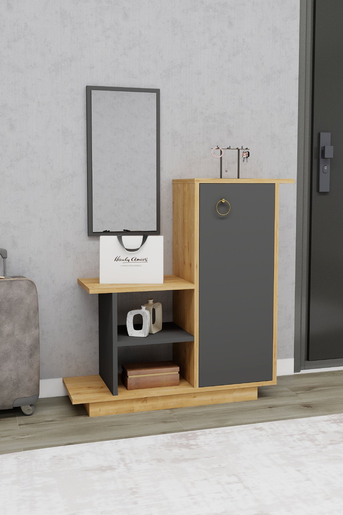 Consola Dresuar con mueble, estantes y espejo Albero