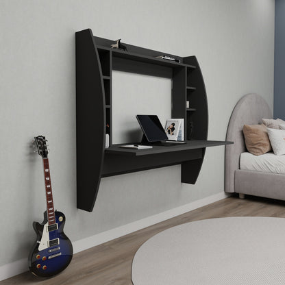 Buglem Floating Computer Desk with Shelves