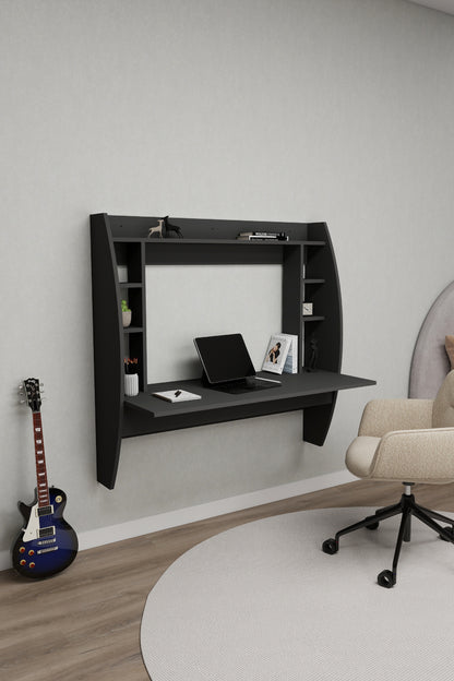 Buglem Floating Computer Desk with Shelves