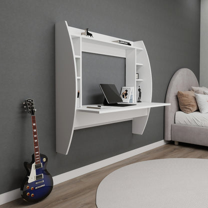 Buglem Floating Computer Desk with Shelves