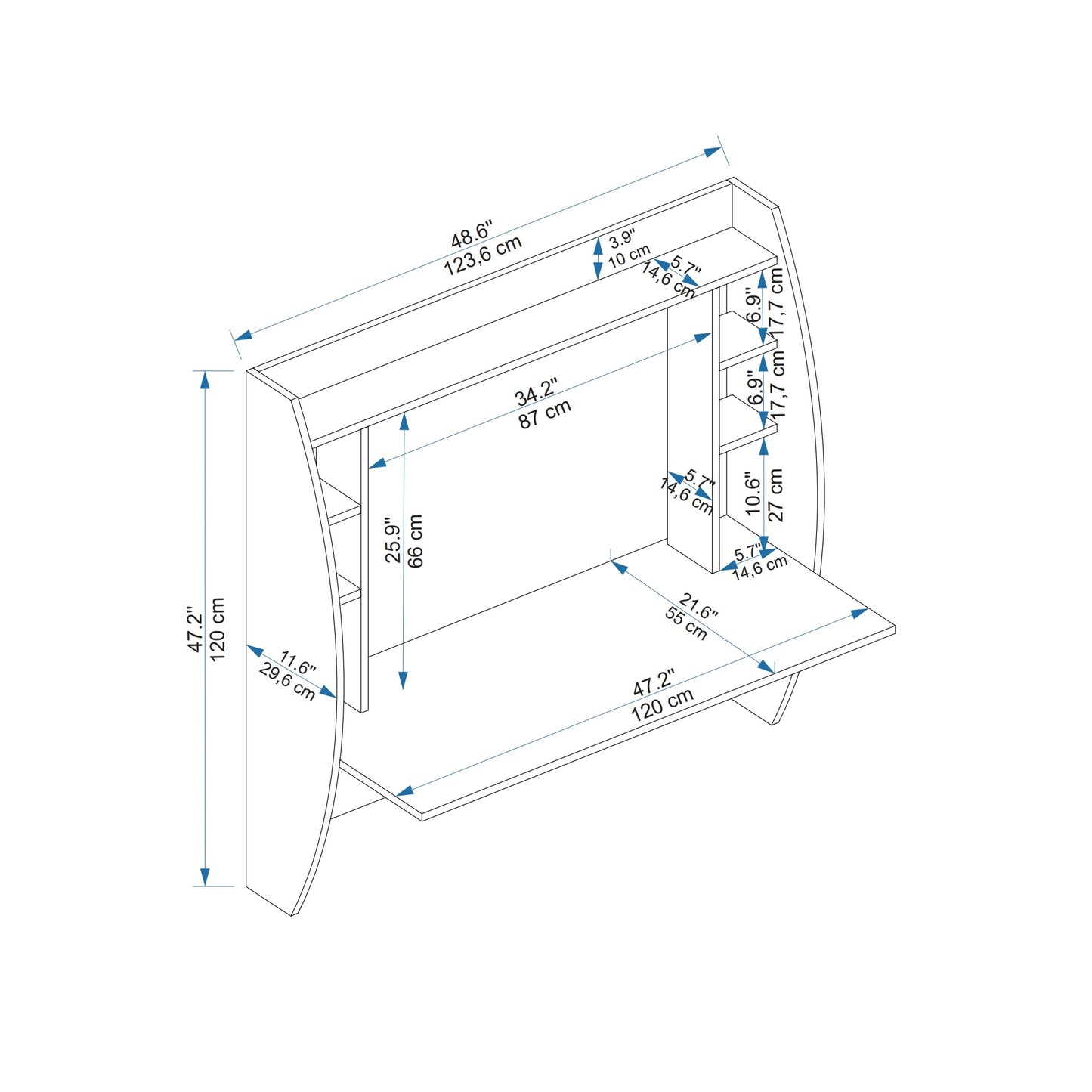 Buglem Floating Computer Desk with Shelves