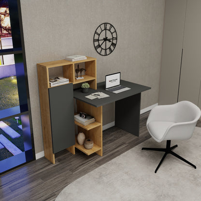 Bugra Computer Desk with Integrated Shelves and Cabinet