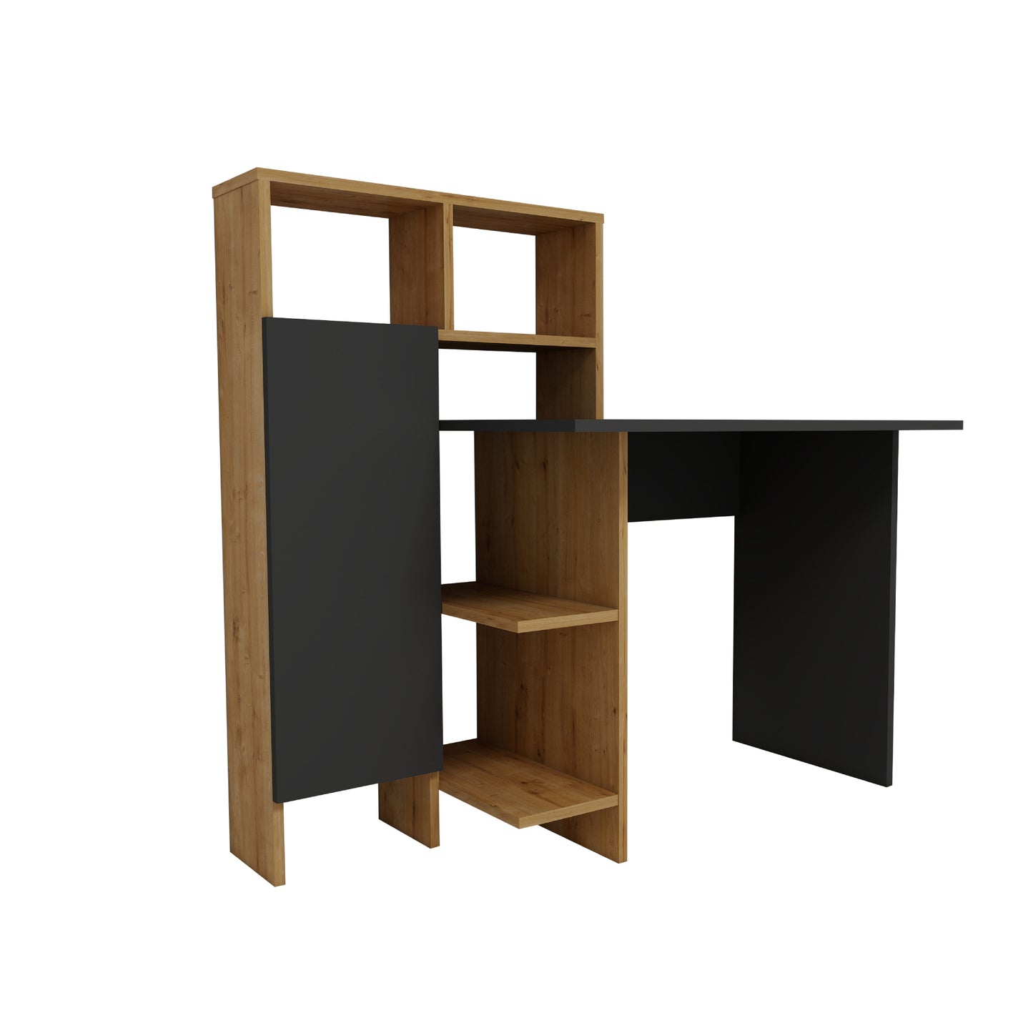 Bugra Computer Desk with Integrated Shelves and Cabinet