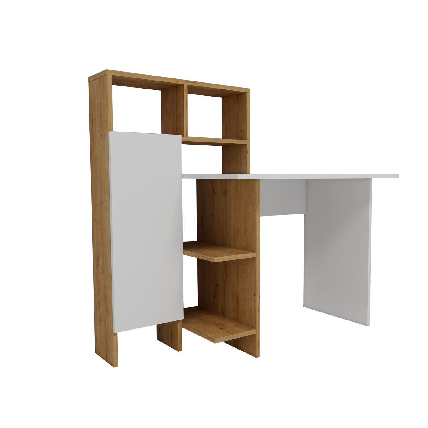 Bugra Computer Desk with Integrated Shelves and Cabinet