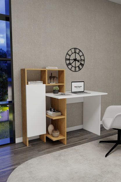 Bugra Computer Desk with Integrated Shelves and Cabinet