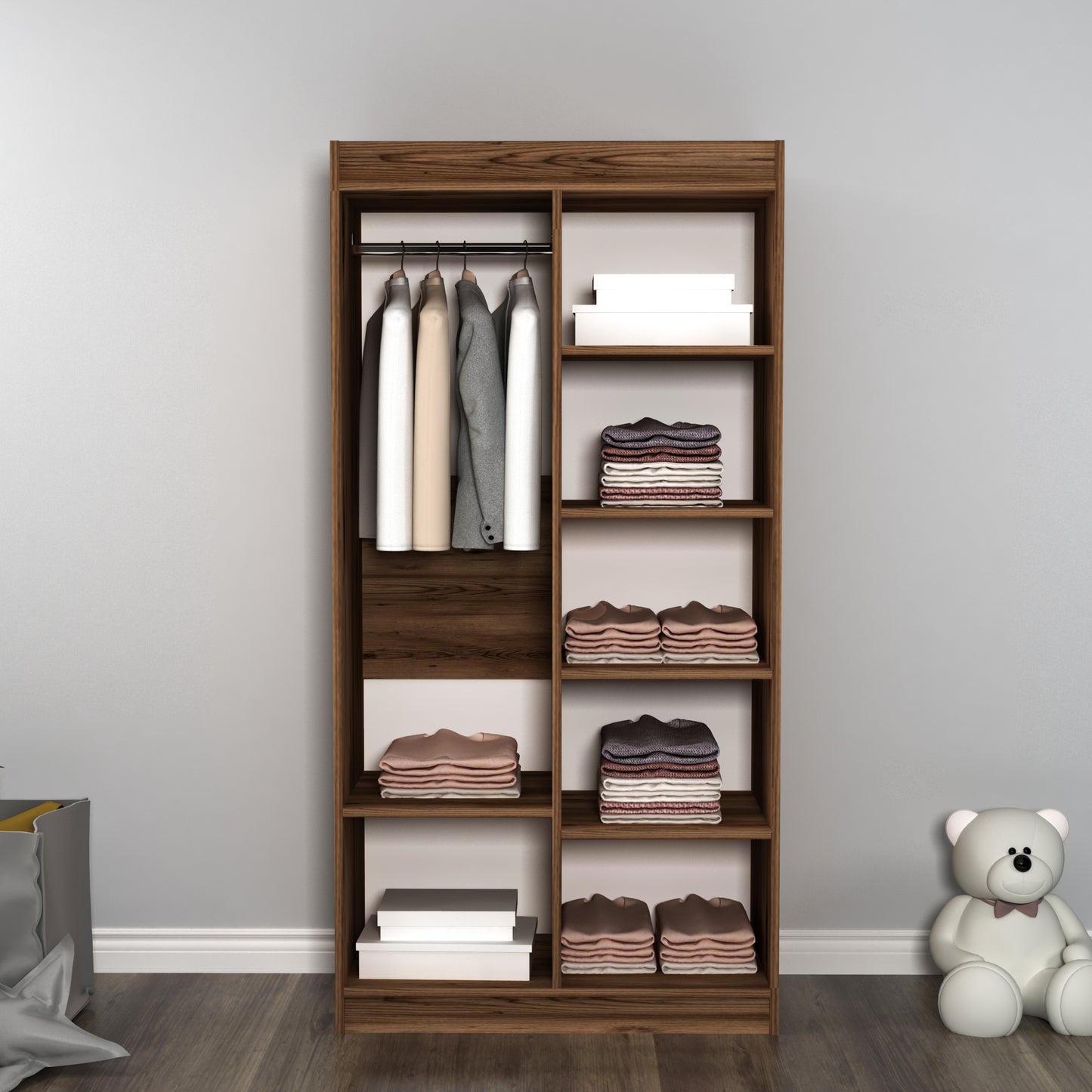 Achille Wardrobe with Cabinets and Shelves