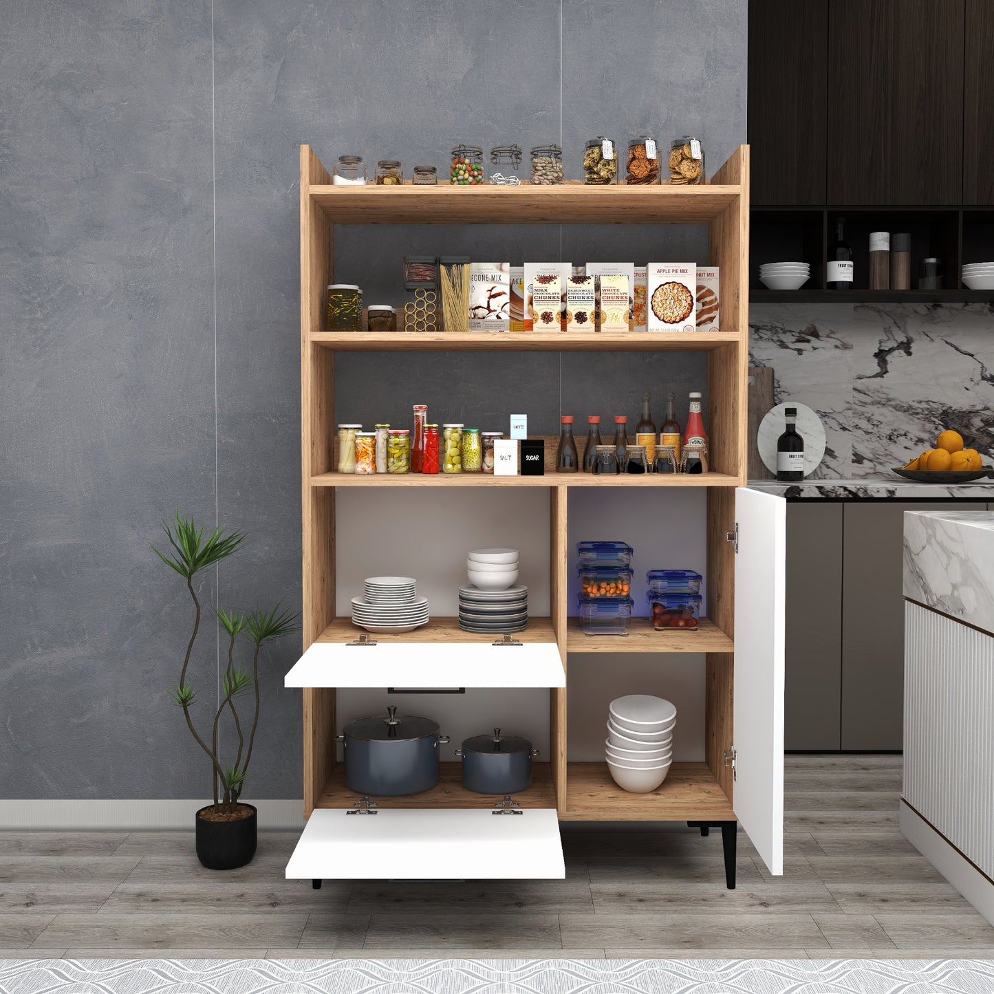 Caleb Kitchen Cabinet with Shelves