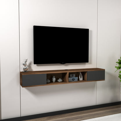 Colin Floating TV Stand with Shelves and Cabinets