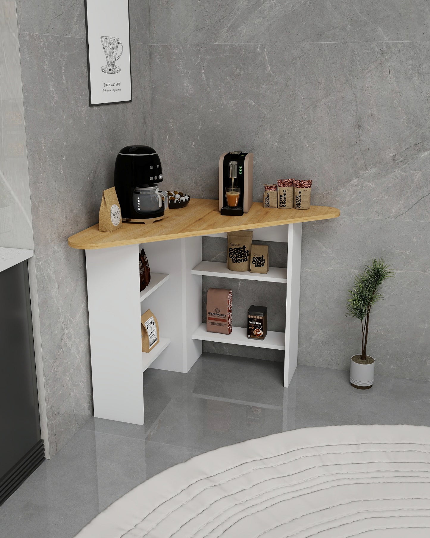 Corner Computer Desk with Shelves-Gredos