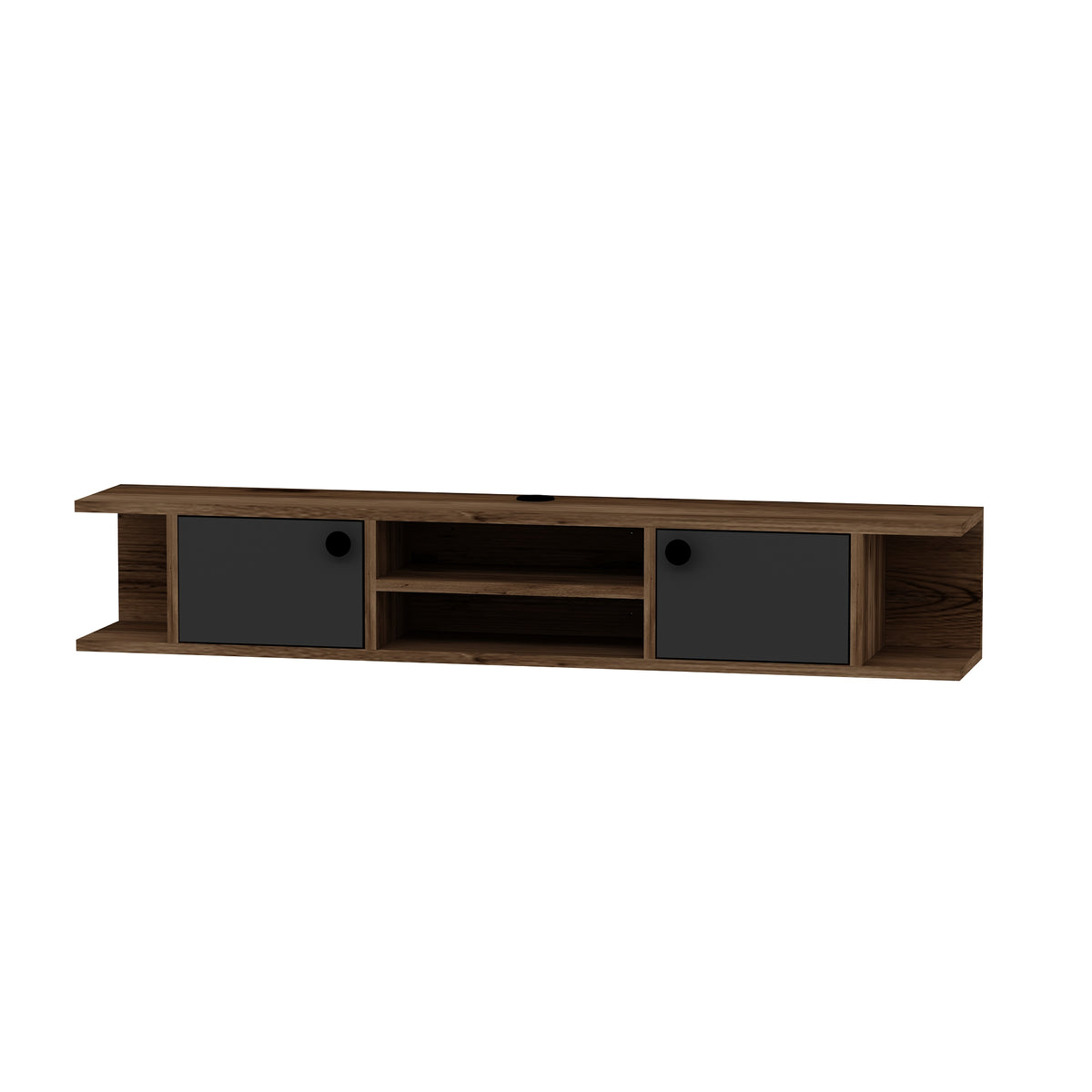 Joe Floating TV Stand with Shelves, Cabinets and Cable Management for TVs up to 60 inches - Light Walnut & Anthracite