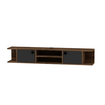 Joe Floating TV Stand with Shelves, Cabinets and Cable Management for TVs up to 60 inches - Light Walnut & Anthracite
