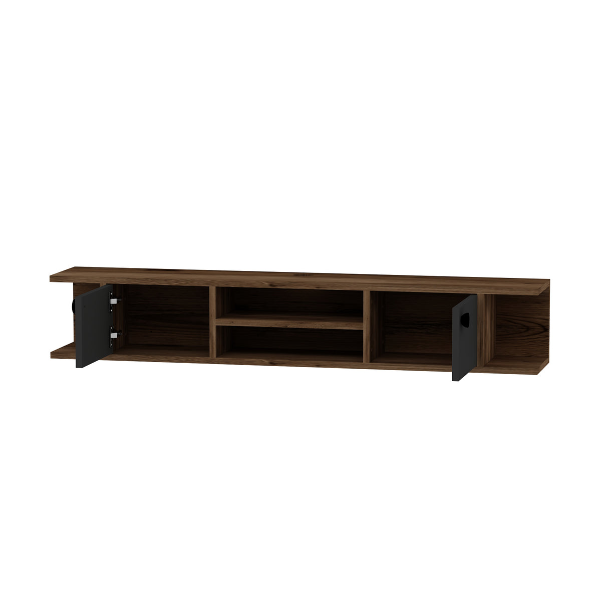 Joe Floating TV Stand with Shelves, Cabinets and Cable Management for TVs up to 60 inches - Light Walnut & Anthracite