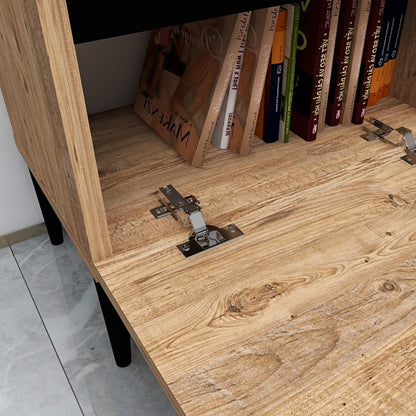 Karya TV Stand with 3 Cabinets & Doors Fits TVs up to 65 inches - Atlantic Pine & Anthracite - Destina Home