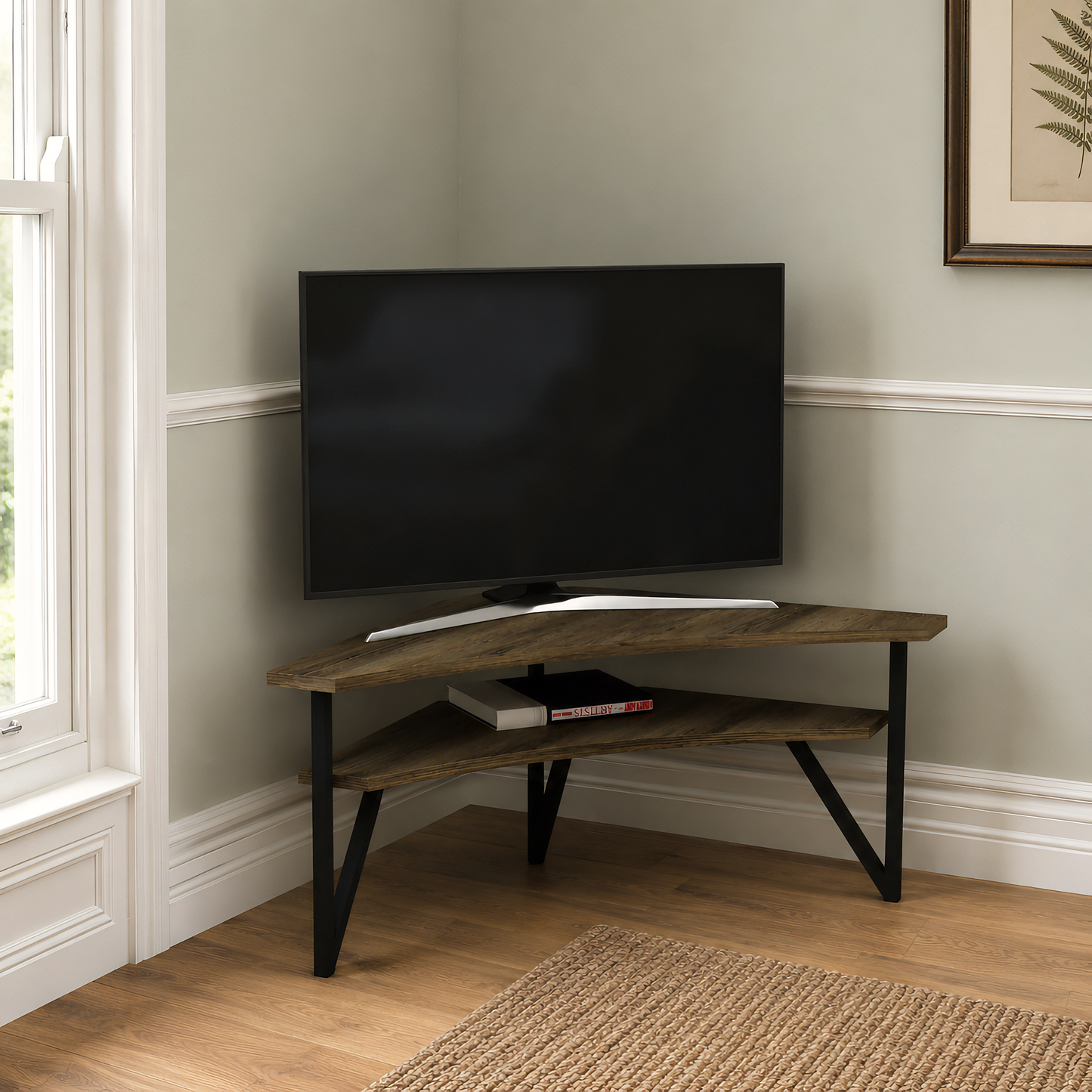 Mueble de TV esquinero y centro de entretenimiento Kiberya