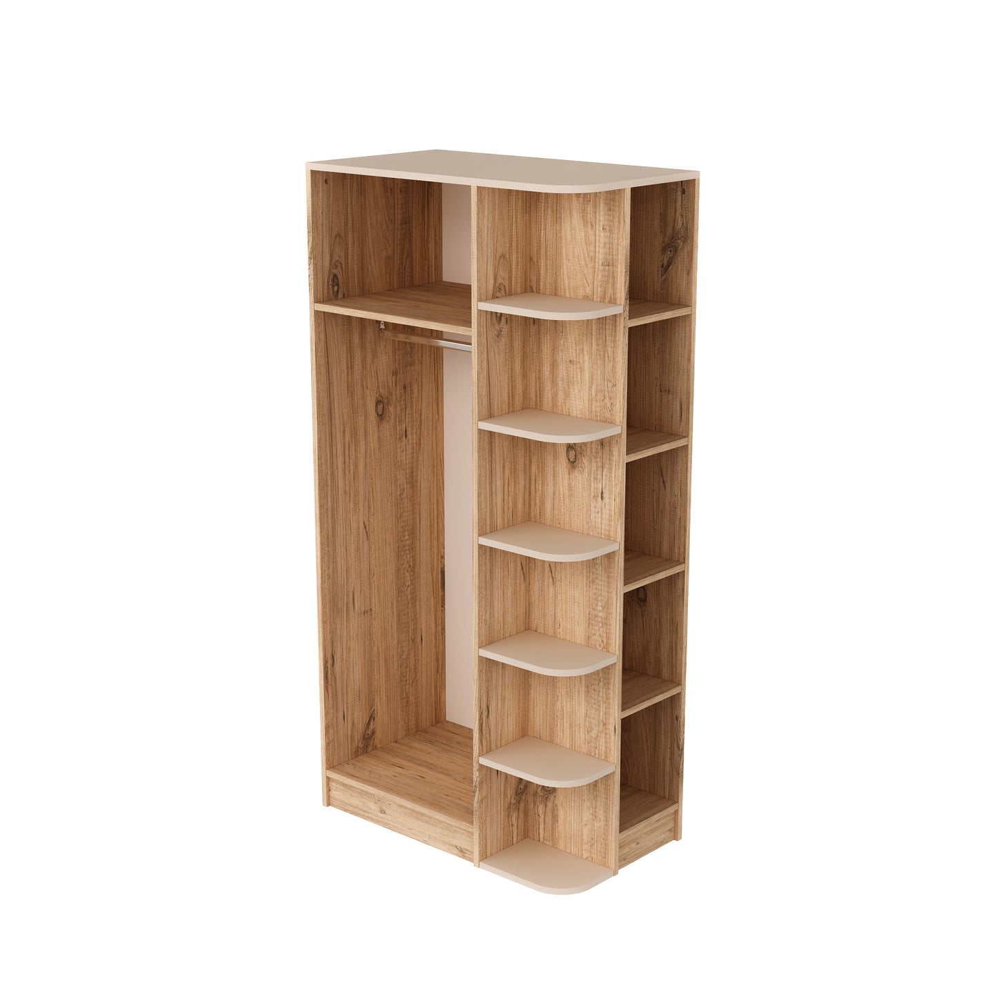Lelia Compact Wardrobe with Cabinets and Shelves