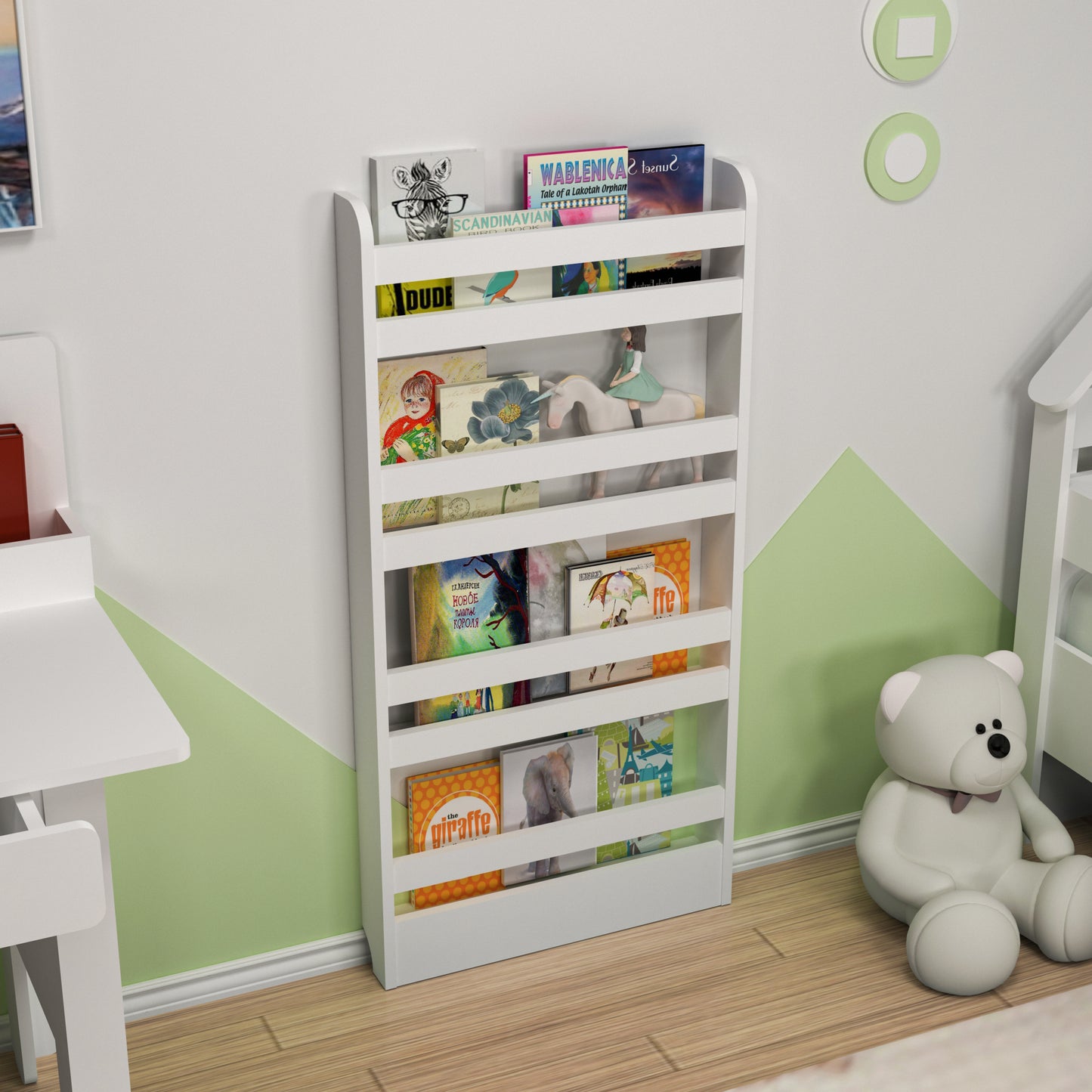 Ilaria 4 Tier Montessori Kids Bookshelf Shelving Unit