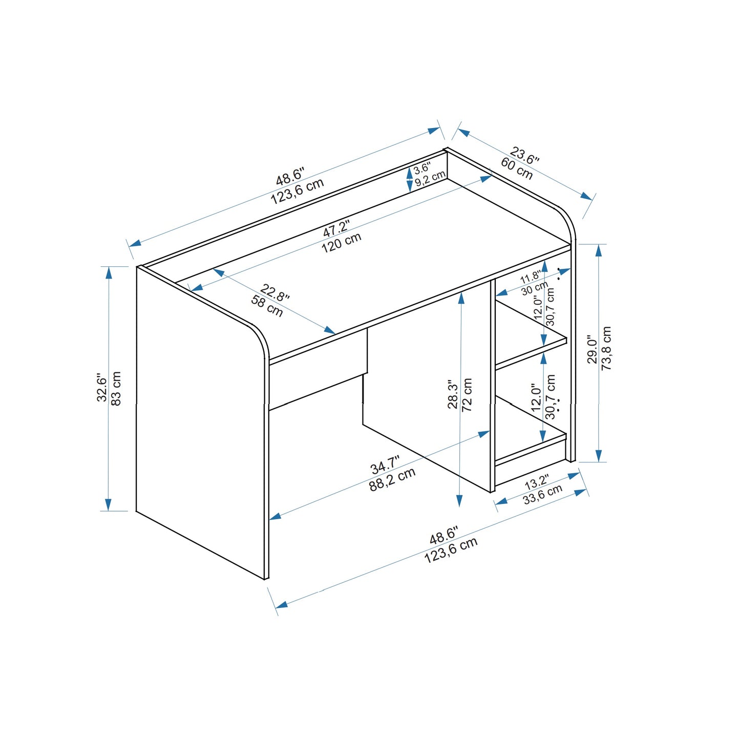 Luses Computer Desk with Cabinet