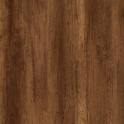 Close-up of a wooden surface with a rich brown color and visible grain pattern.