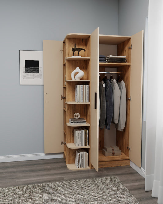 Armoire compacte Lelia avec armoires et étagères