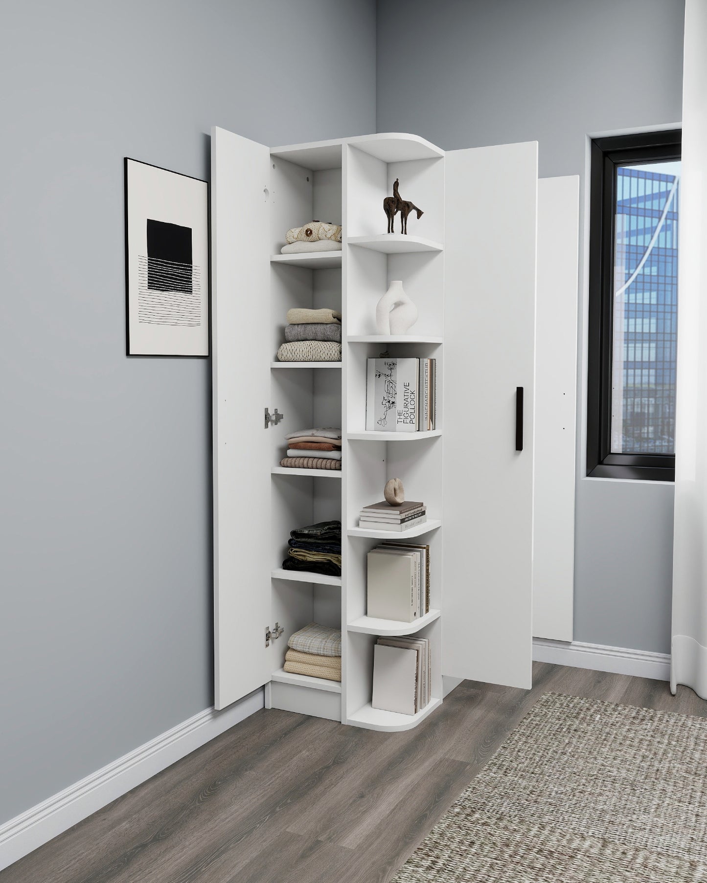 Armoire compacte Lelia avec armoires et étagères