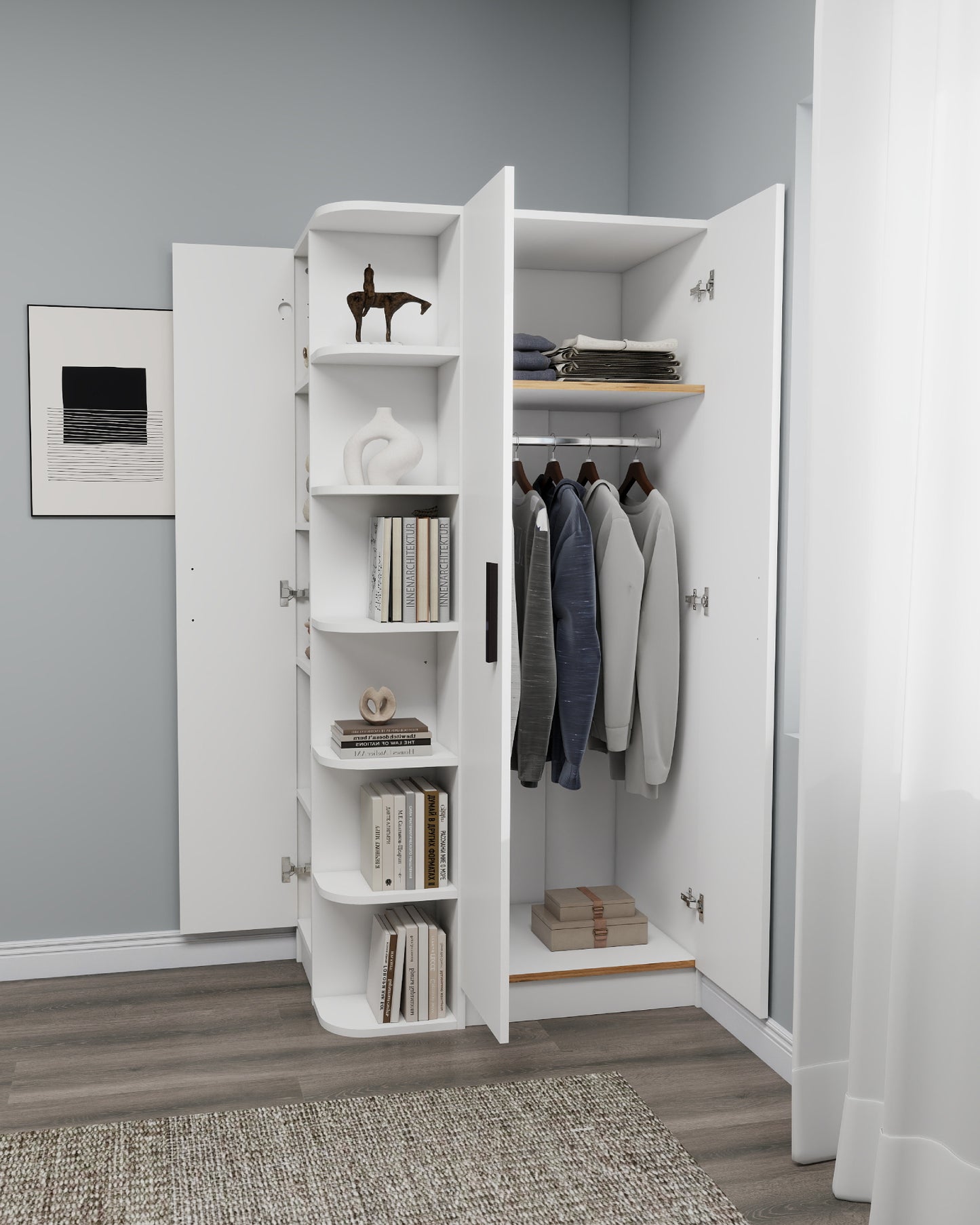 Armoire compacte Lelia avec armoires et étagères