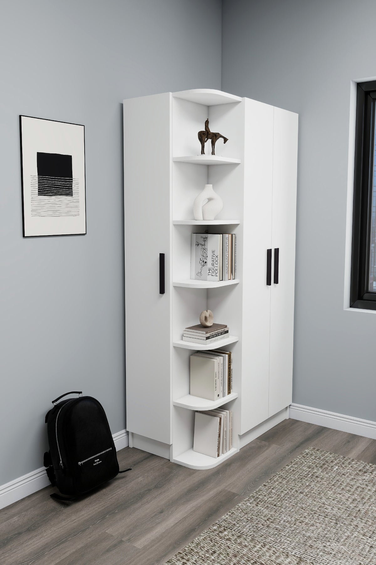 Armoire compacte Lelia avec armoires et étagères