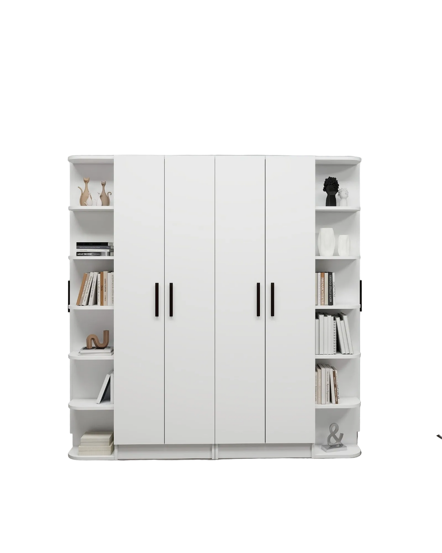 Linda-Lusus 6-Door Double Wardrobe Set with Shelves & Cabinets – 180 cm Modern Bedroom Storage Closet with Hanging Rails