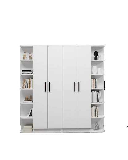 Linda-Lusus 6-Door Double Wardrobe Set with Shelves & Cabinets – 180 cm Modern Bedroom Storage Closet with Hanging Rails