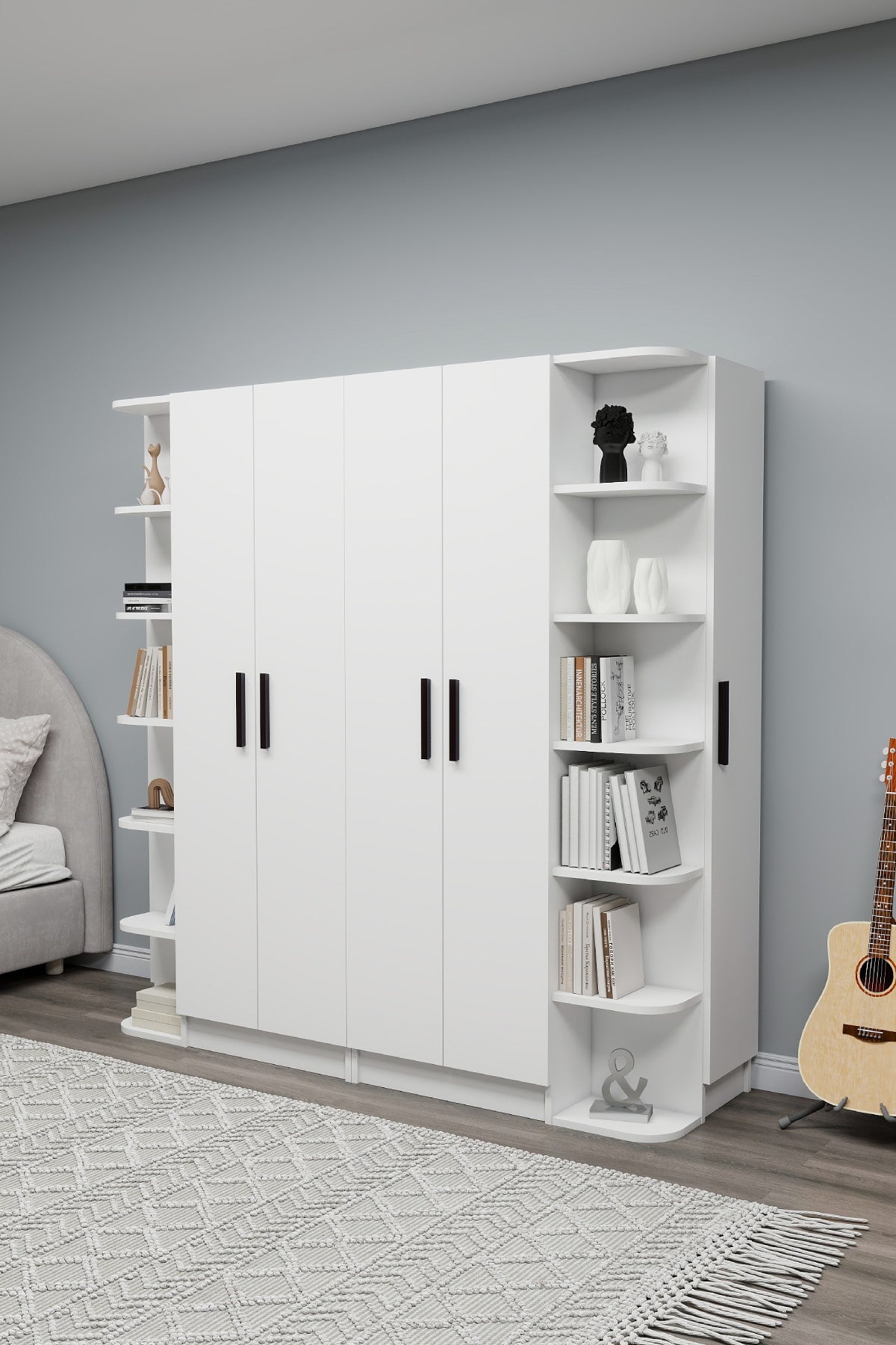 Armario compacto Lelia con armarios y estantes