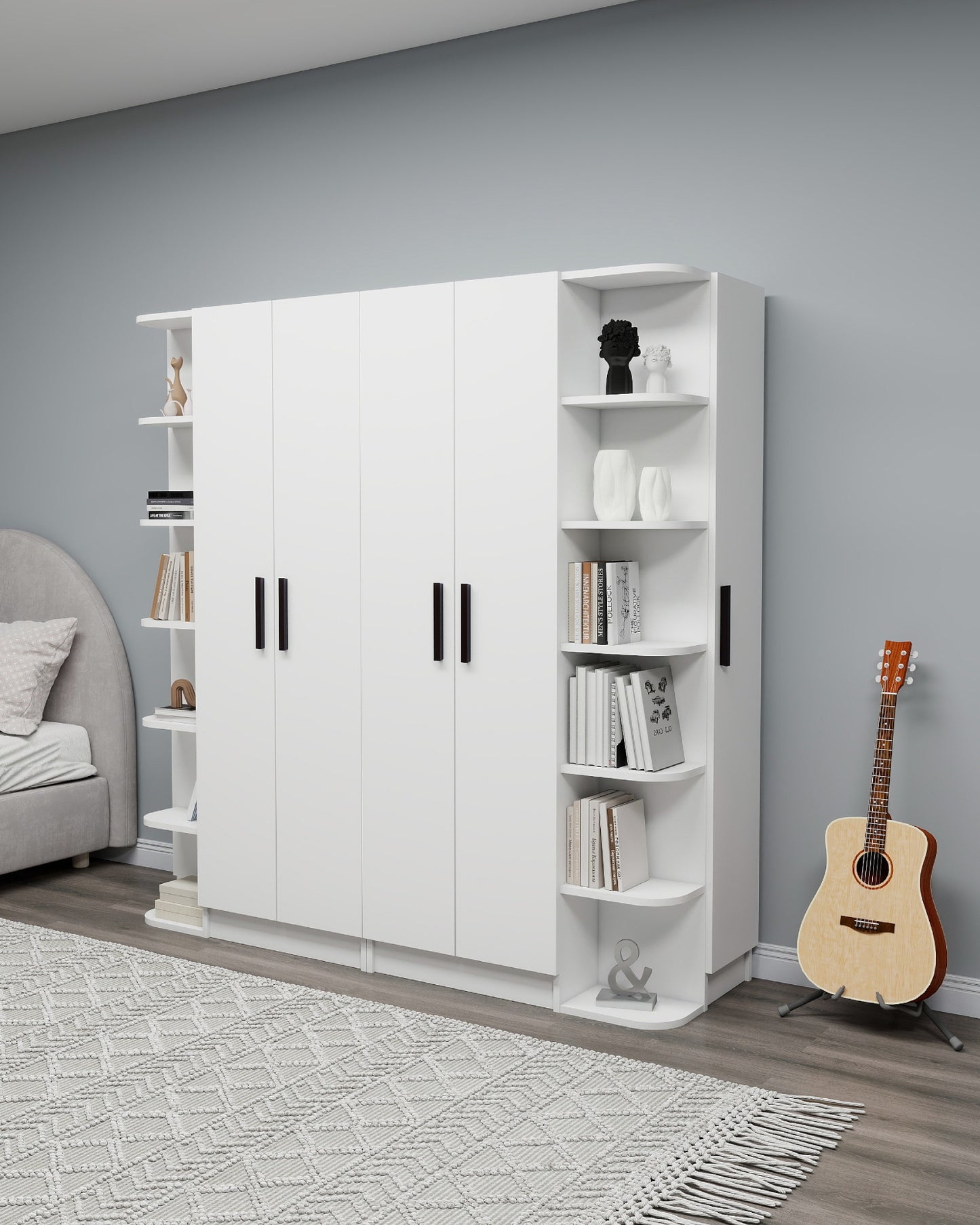 Armario compacto Lelia con armarios y estantes