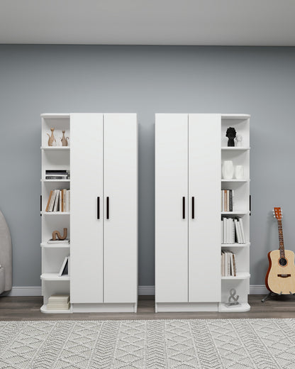 Linda-Lusus 6-Door Double Wardrobe Set with Shelves & Cabinets – 180 cm Modern Bedroom Storage Closet with Hanging Rails