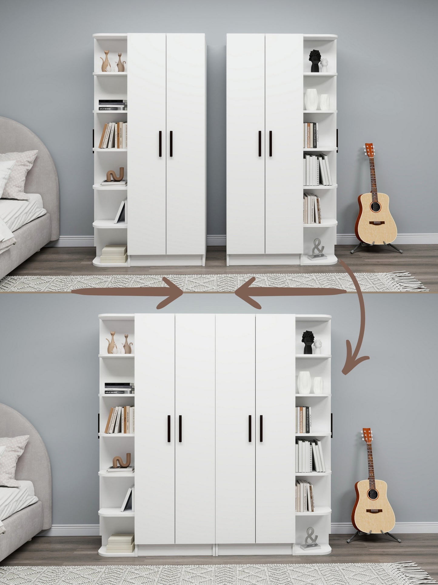 Armario compacto Lelia con armarios y estantes