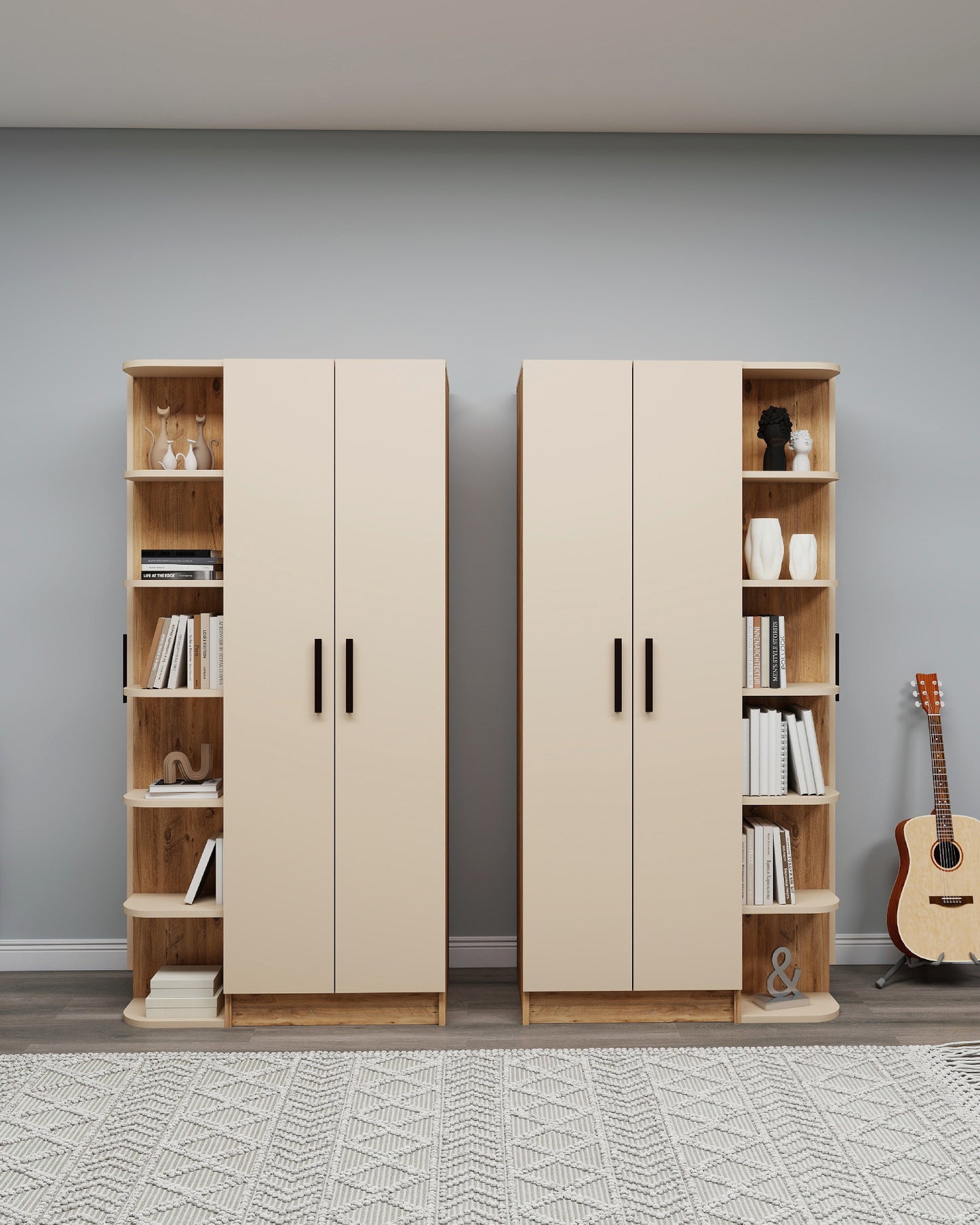 Armario compacto Lelia con armarios y estantes