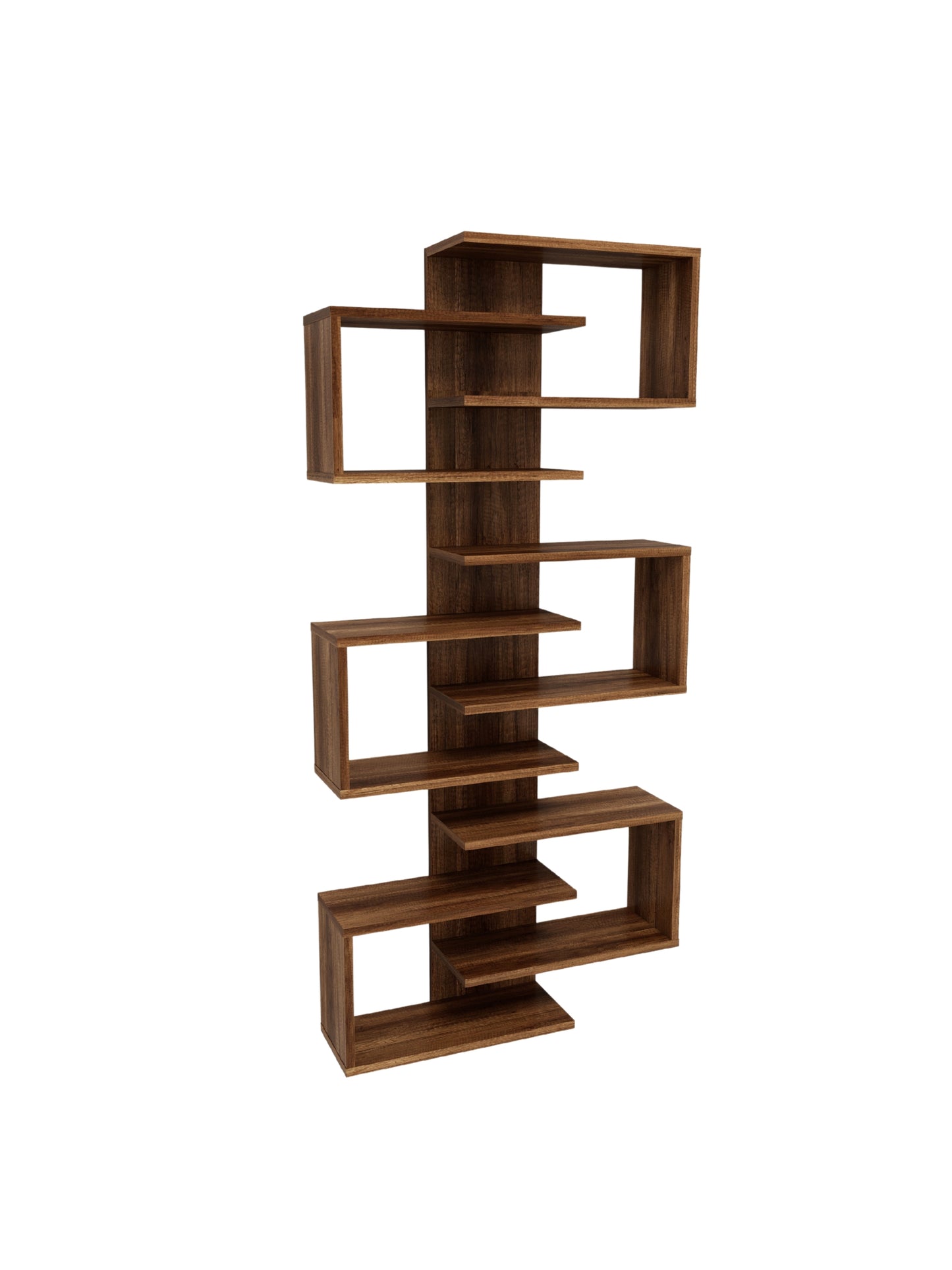 Lotus Floating Bookcase with Geometric Shelves
